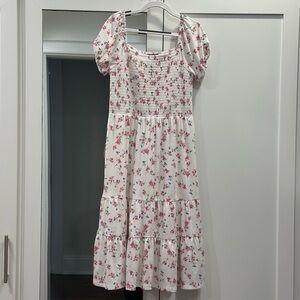 AQUA Girls Floral White & Pink Dress